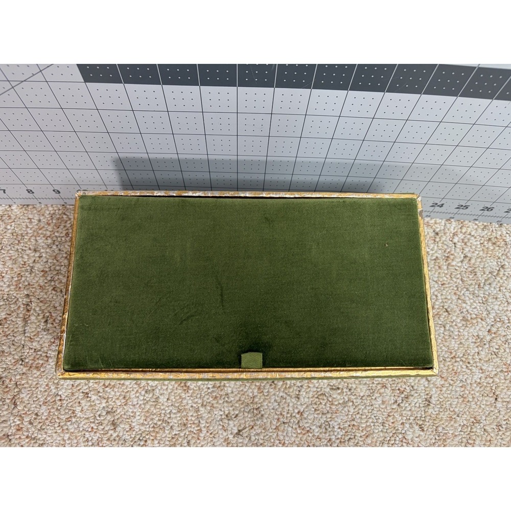 Vintage 60's Fabergé Avocado green gold Faberge Egg Velvet Box Storage 11" x 6" - Picture 2 of 9